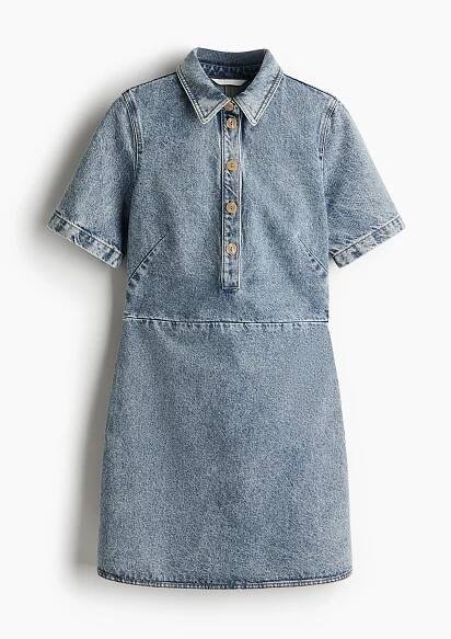 Džínové šaty s límečkem - Denim blue - ŽENY | H&M CZ 5