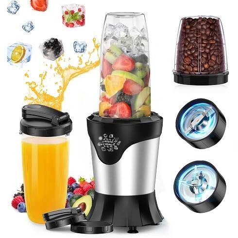 Smoothie Blender 1100W Portable * For Shakes And Smoothies With 2 * 22Oz * Cups & Lids, * Portable Coffee Grinder And 10Oz B