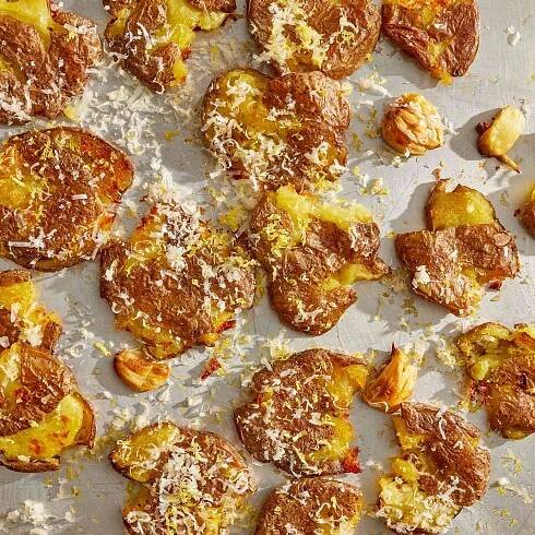 Lemon-Parmesan Crispy Smashed Potatoes
