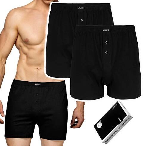 Pánské boxerky ATLANTIC 2BMB003 šortky slipy klasické černé 2PAK XL