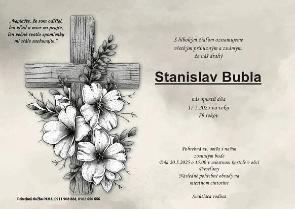 Stanislav Bubla - Pohrebná služba Pama