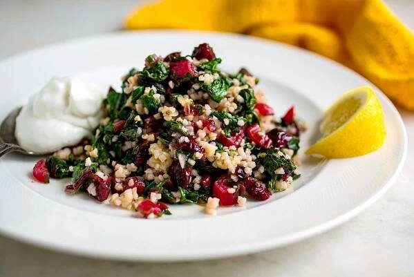 Bulgur Salad With Greens, Barberries and Yogurt Recipe