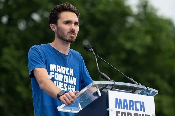 David Hogg, March For Our Lives co-founder and Parkland survivor, speaks during a March For Our Lives rally in Washington, D.C., US, on Saturday, June 11, 2022. In the wake of the May massacre at Robb Elementary School in Uvalde, Texas,and other recent mass shootings, students and activists have continued to stage walkouts and rallies to demand change.