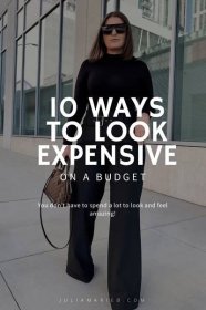 a woman walking down the street with her purse in hand and text that reads 10 ways to look expensive on a budget