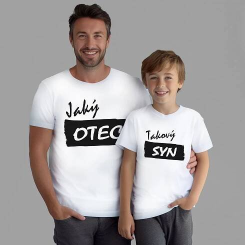Rodinná sada (tričko s krátkým rukávem) Jaký otec takový syn - Rodinné sady oblečení - Boodyy.cz
