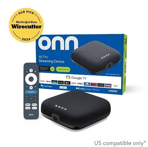 onn 4K Pro Streaming Device, Google TV with Gemini* - Ultra-fast Streaming, Stunning 4K UHD, 32GB Storage, 3GB RAM, Dolby Vision & Atmos, Find My Remote with Backlight, Ethernet Port - Walmart.com
