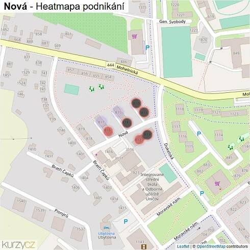 Mapa Nová - Firmy v ulici.