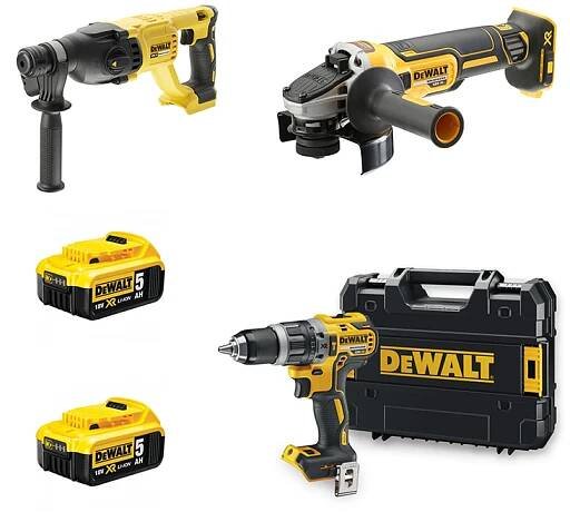 DEWALT Akční set (DCG405NT, DCD796NT, DCH133NT, 3x akumulátor 5,0Ah, nabíječka)