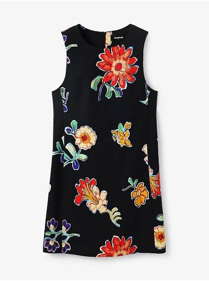 Desigual Černé dámské květované šaty Desigual Sundance