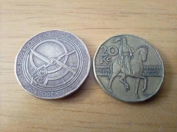 Dvacetikoruny - rok 2000, orloj a svatý Václav - Numismatika