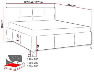 Veneti Manželská postel s úložným prostorem 140x200 TERCEIRA - béžová