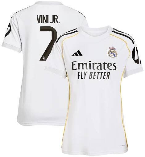 Real Madrid adidas Home Shirt 2025-26 - Womens with Vini Jr. 7 printing