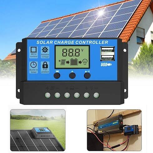 Regulátor solárního panelu 30A LCD nabíjení baterie 12V / 24V regulátor automatický duální USB