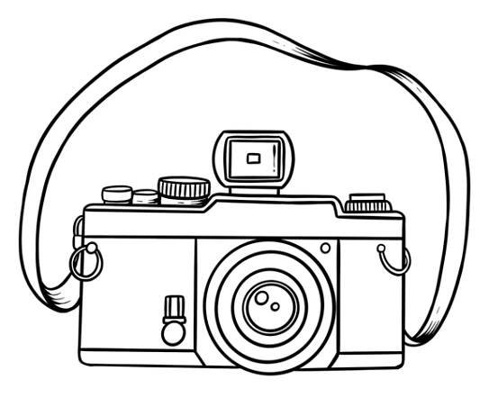 Fotoaparát s designovým prvkem samolepky — Stock obrázek