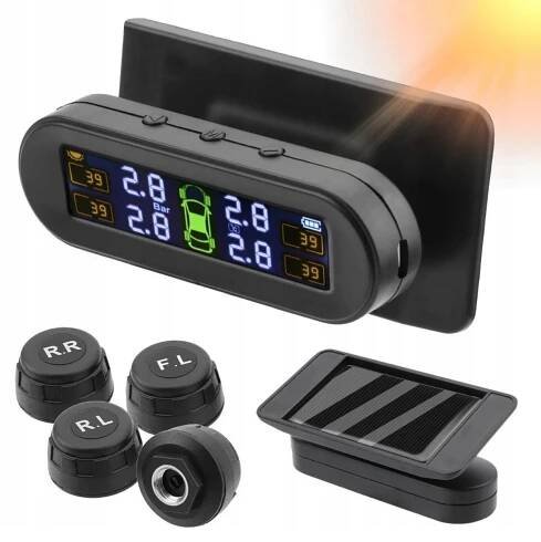 4 SNÍMAČE TLAKU V KOLECH PNEUMATIK TPMS LCD SOLAR