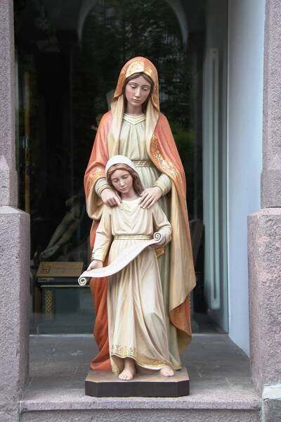 Statua in legno di Sant'Anna con Maria Bambina