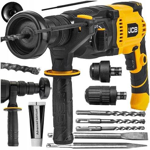 PŘÍKLEPOVÁ VRTAČKA SDS+ VRTACÍ KLADIVO 3.5J VÝKONNÁ 1050W S PŘÍKLEPEM KUFR JCB