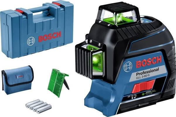 Bosch Professional GLL 3-80 G křížová laserová vodováha vč. tašky dosah (max.): 120 m