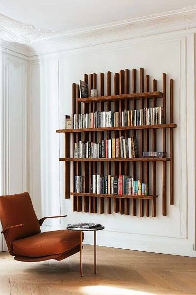 wall_bookshelf_ideas_for_small_spaces (3) | Wall bookshelves, Wall bookshelf ideas, Modern bookshelf design