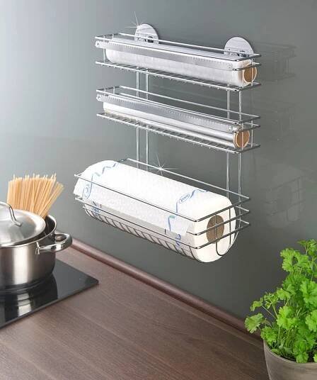 Portarrollos de cocina de acero inoxidable sin taladrar