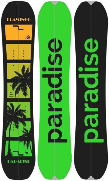 The Paradise FLAMINGO SPLITBOARD in the 155cm length with two different base colours.