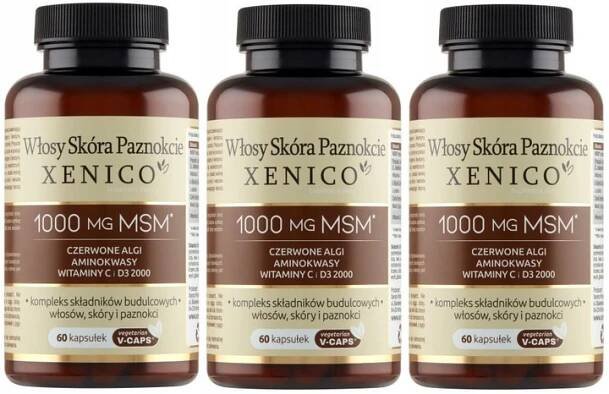 3 x Xenico Vlasy Kůže Nehty Xenico 60 kapslí Kolagen Keratin Měď D3