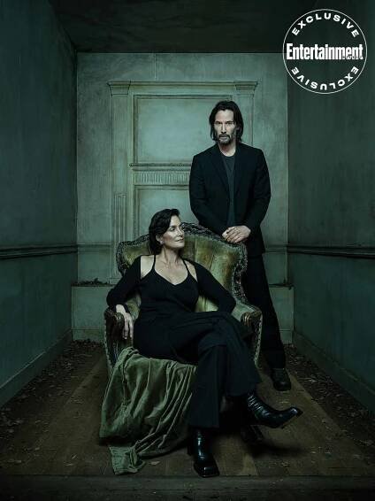 The Matrix stars Keanu Reeves and Carrie-Anne Moss reunite for EW's Resurrections cover shoot