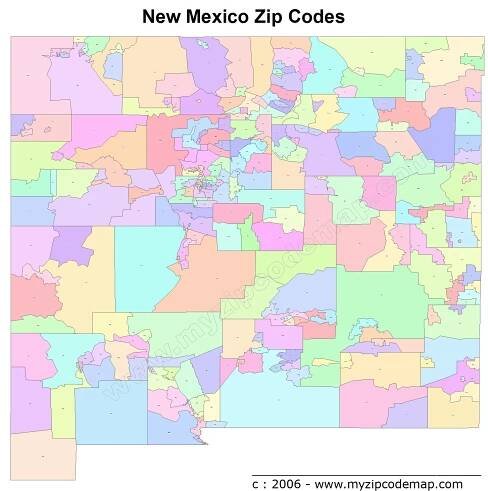 New Mexico (NM) Zip Code Map