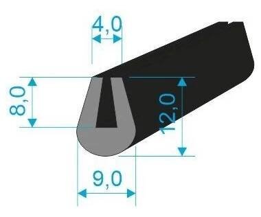 00535050 Pryžový profil tvaru "U", 12x9/4mm, 60°Sh, EPDM, -40°C/+100°C, černý od 35 Kč - Heureka.cz