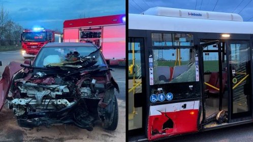 Řidička na okraji Prahy narazila do autobusu