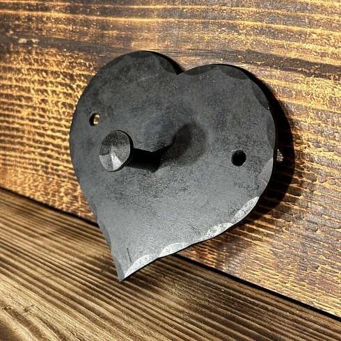 Hook, Forged hook, Wrought iron, heart shape, hand forget, Love Heart, Blacksmith made, Black Finish, Symbol included, 6th Wedding Anniversary Gift, 100% handmade, Door Hooks, Love Iron