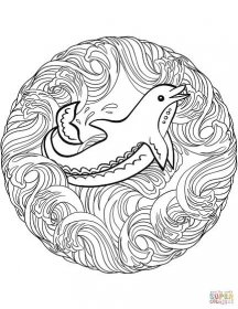 Delfíní mandala omalovánka | Omalovánky k Vytisknutí Zdarma