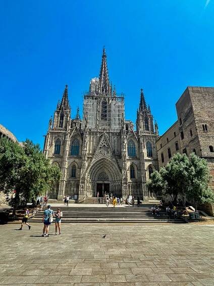 Barcelona Cathedral near the Gothic Quarter.