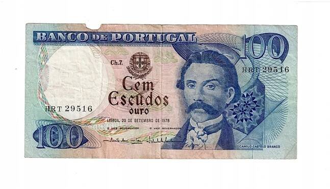 PORTUGALSKÁ BANKOVKA – 100 ESCUDOS – 1965 rok