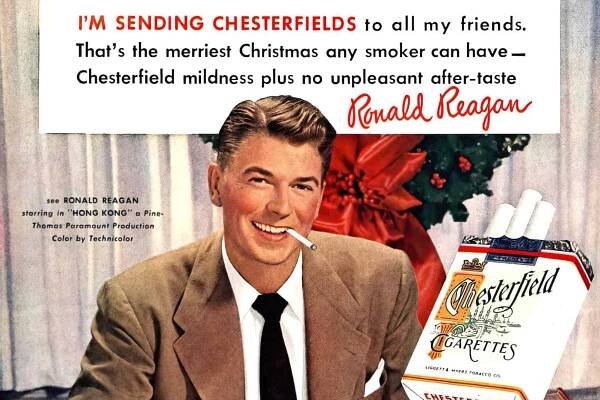 See the vintage celebrities who used to advertise cigarettes - Ron Reagan 1950s