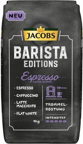 Jacobs Barista Editions Espresso, 1 kg, Cappuccino, Espresso, Latte macchiato, Tmavě pražená