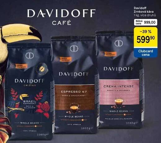 Davidoff Zrnková káva, 1 kg, více druhů  v akci