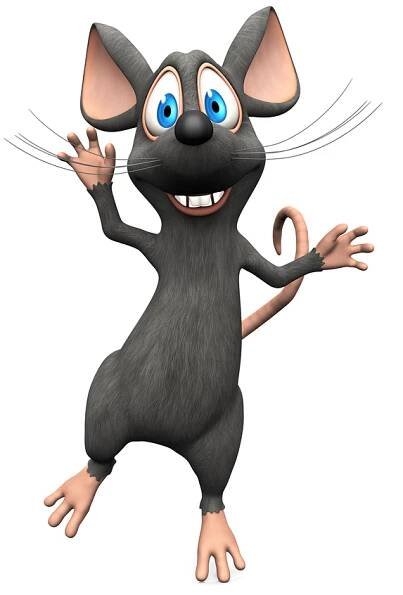 Usmívající se kreslená myš skákání pro radost. — Stock obrázek