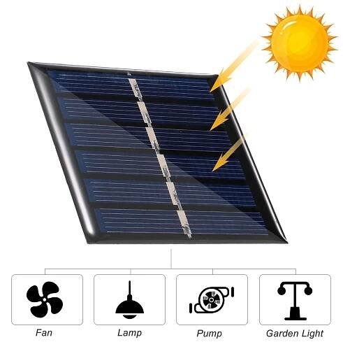 Obrázek produktu pro 0,3 W 3V Mini solární panel Polykrystalický křemík Malé solární články DIY Vodotěsný kempování Přenosný výkon Solární panel Kompatibilní pro hračku Světlo Lampy Ventilátor Zahradní čerpadlo