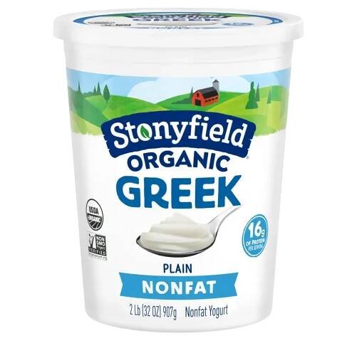 Stonyfield Organic Greek Nonfat Yogurt, Plain, 32 oz.; Multi-Serving Yogurt - Stonyfield