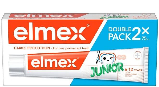 Elmex Junior zubní pasta pro děti ve věku 6-12 let duopack 2 x 75 ml