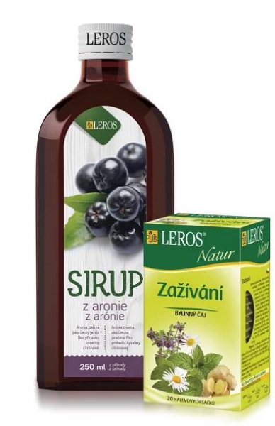Leros Sirup z aronie 250 ml + čaj Zažívání 20 x 1,5 g