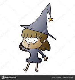 Stáhnout - Kreslený pískání čarodějnice dívka — Ilustrace