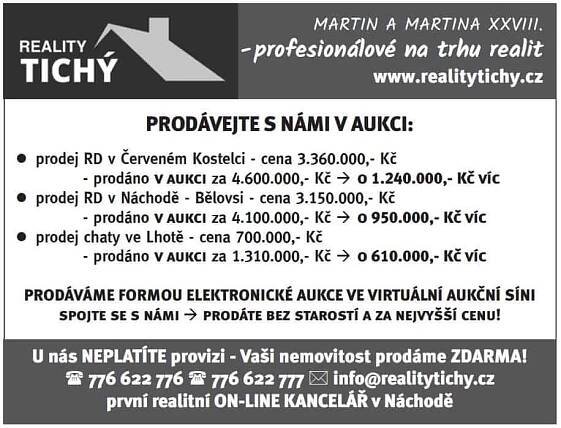 PRODÁVEJTE S NÁMI V AUKCI | REALITY TICHÝ