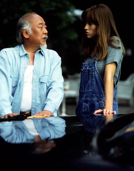 Pat Morita and Hilary Swank in "The Next Karate Kid."