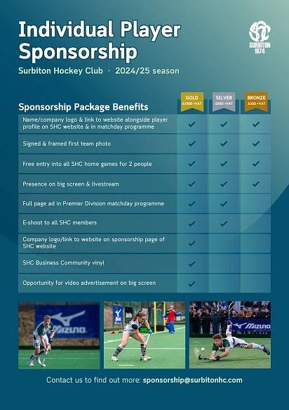 Individual Player Sponsorship | Surbiton Hockey Club
