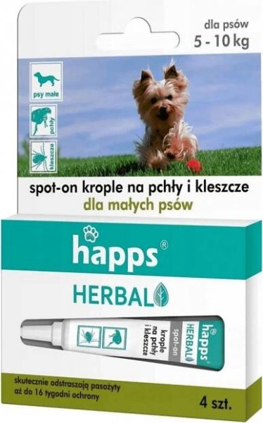 HAPPS Bylinné kapky proti blechám a klíšťatům pro malé psy 5-10 kg