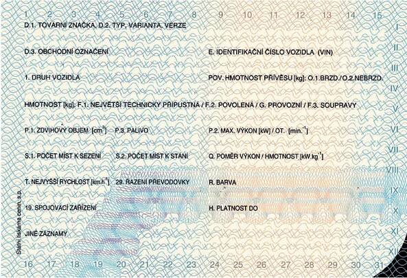 Vzor osvědčení o přidělení zvláštní registrační značky s omezenou platností pro vývoz do jiného státu - rubová strana