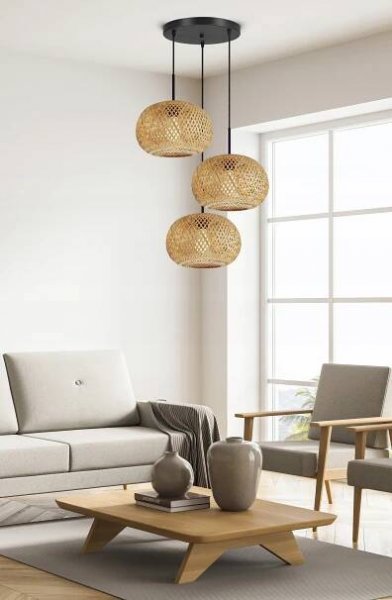 Závěsné Stropní Svítidlo Bambusové Pletené BOHO Přírodní 580-EZ3 LED E27 Druh závitu E27