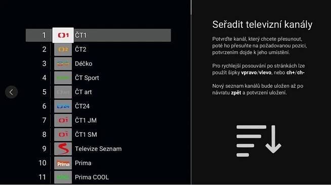 Změna výchozího řazení programů → PODA